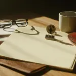 A studio desk with a screenplay, red table-tennis paddle, and hand-drawn design index cards for the Marty Supreme GameDev breakdown