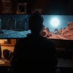Editor reviewing duskwood puzzle crimson desert event assets on a dual-monitor setup