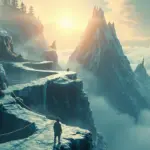 Mount Fay Silksong region concept showing icy cliffs and wind tunnels